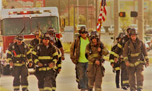 Cochran Firefighters Carrying Flag